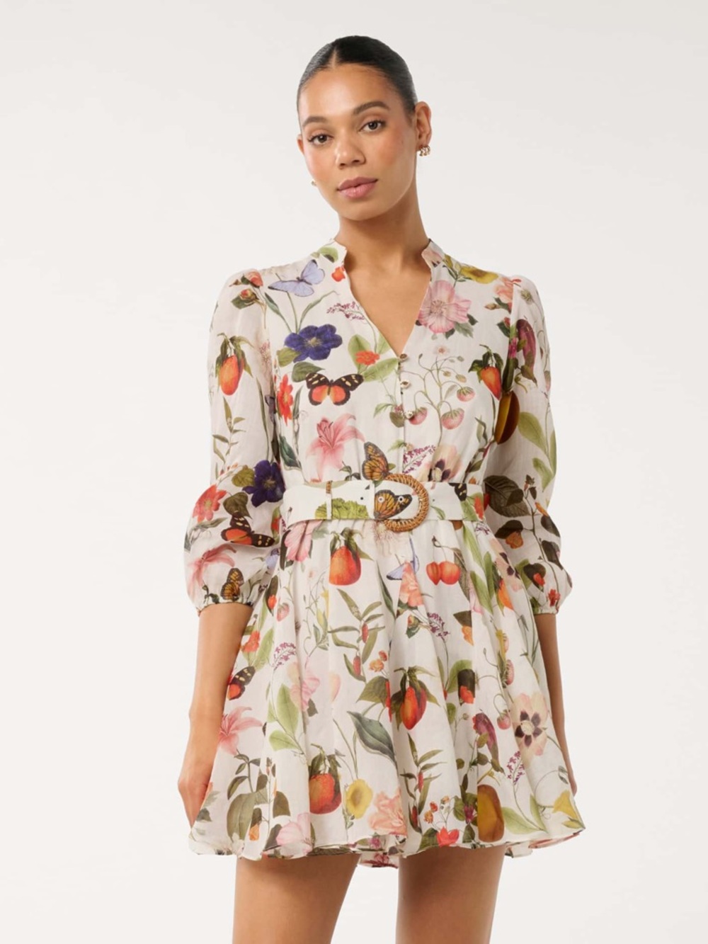 Ever New Wesley Printed Skater Mini Dress Botanical Floral Multi Size US 4
